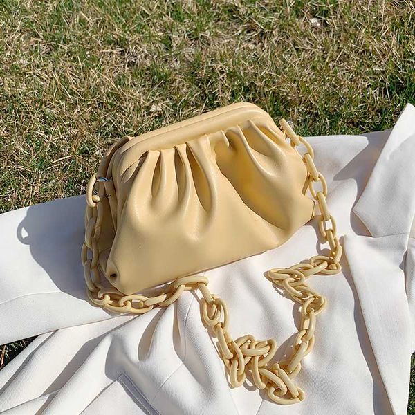 

new fashion women chains shoulder messenger bag candy color folds ladies crossbady bags soft leather girls handbags clutch purse