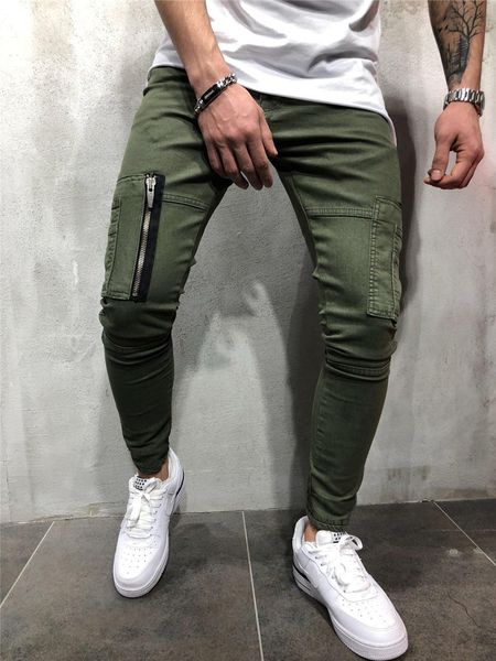 

pure mens cargo pants быстрый zipper карман тощий мужчина полное брюки спортивная подготовка повседневная мужская брюки, Black