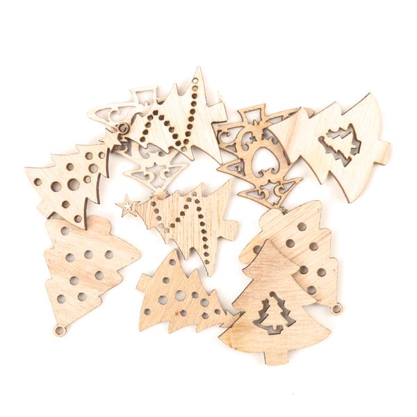 

mix wooden christmas tree pattern hanging ornament charm scrapbooking handmade accessory home decoration diy 44mm 10pcs mz188