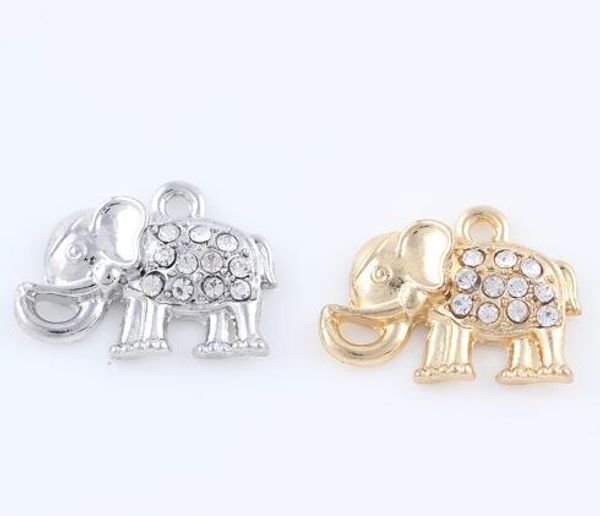 20 Pz/lotto 16x33mm (Oro, Colore Argento) Animale Elefante Appendere Pendenti e Ciondoli Adatti Per Medaglione Galleggiante di Memoria Magnetica