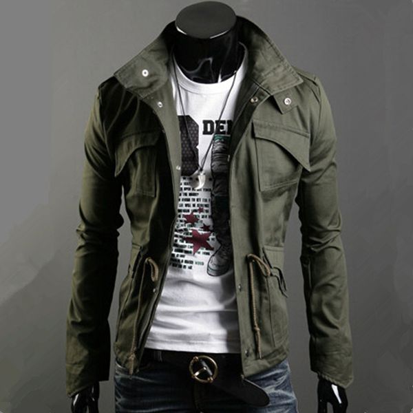 

men long sleeve jackets fashion clothes autumn overcoats outwear spring winter pockets jacket for males, Black;brown