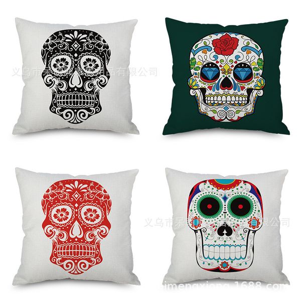

a skull head flax embrace pillow case imitate mabaozhen automobile sofa back cushion cushion bedside backrest pillow