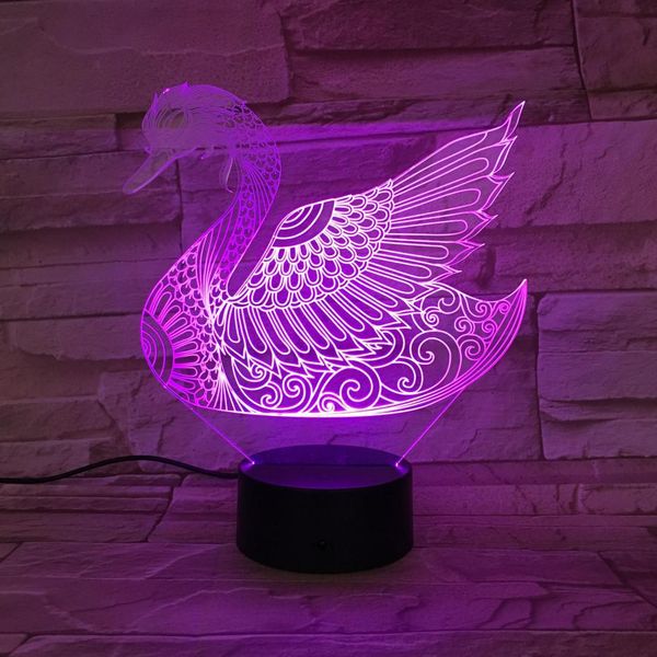 

animal swan led night light touch sensor 7 color changing bedroom decorative lamp child kids baby kit nightlight swan 3d lamp