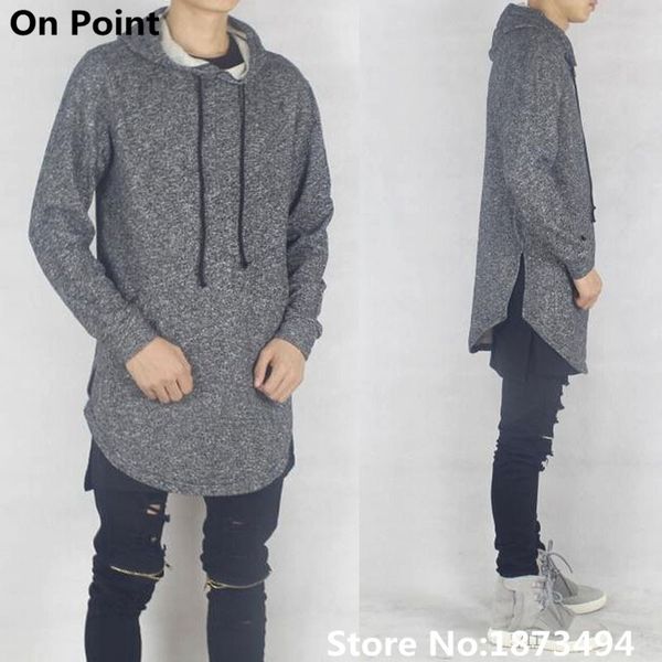 

us size hip hop fashion designer side spilt hoodies extended long sweat oversized hood hoodie homme femme hba, Black
