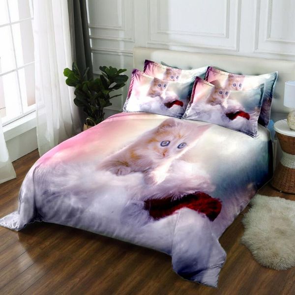 

colchas de cama  3d bedding sets double single bed sheet linen bed set quilt cover set pillows cute cat pattern