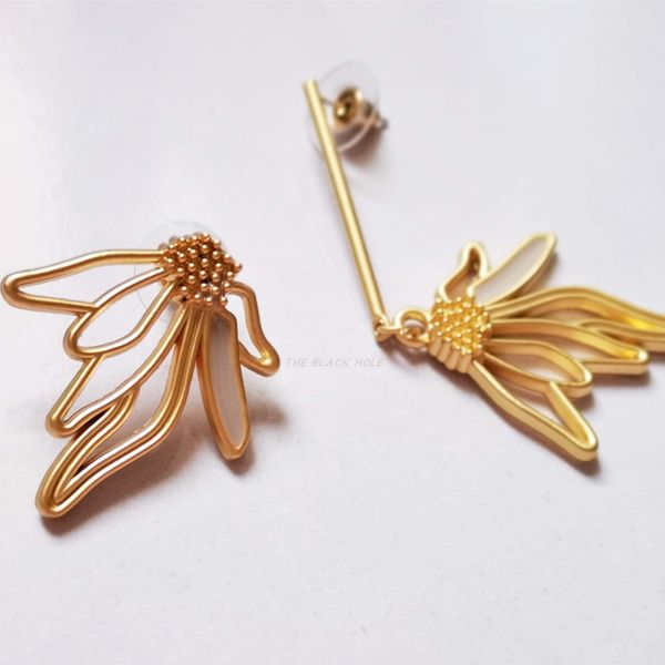 

huanzhi 2019 flower chic 925 asymmetry sweet personality alloy long drop earrings for women girls wedding travel gifts jewelry, Silver
