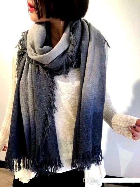 

a06ch-2 цвета оригинальный пакет новый классический градиент цвет длинные кашемировые шарфы, 100% высший сорт кашемира, размер: 90*210 см, Blue;gray
