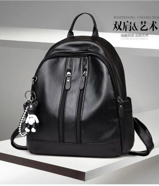 

women's bag 2020 korean new style pu leather bark pattern double zipper backpack simple fashion mobile phone cosmetics backpack