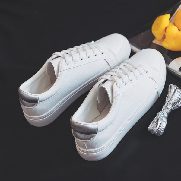 

fashion shoes women's vulcanize shoes spring new casual classic solid color pu leather women casual white sneakers