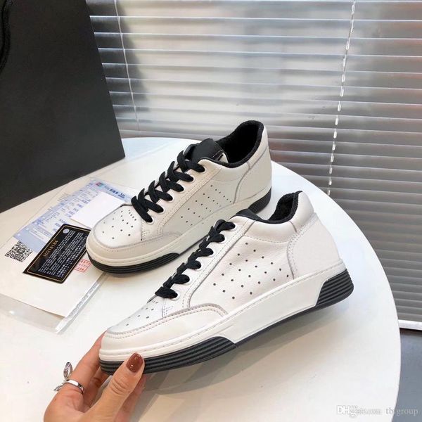 

brand men designer shoes women calfskin trainers platform sneaker real leather lace-up low casual shoes 6 colors girls party shoes with, Black