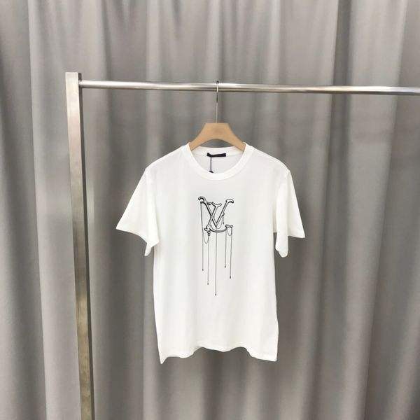 

new spring summer t-shirt black white men's casual round neck short sleeve cotton fashion water diamond women's t-shirt