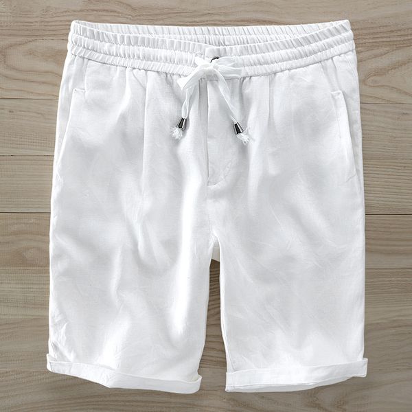 

2020 summer mens linen shorts brand casual shorts men loose elastic waist beach men comfortable board pantaloni, White;black