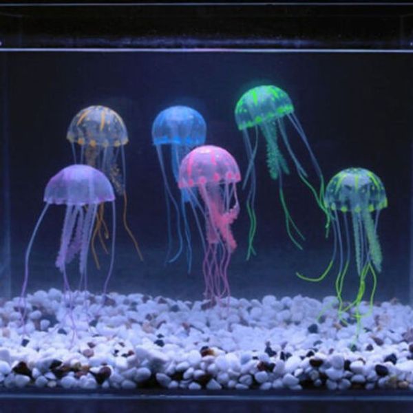 

artificial jellyfish ornament home brief nature fake fish tank decoration creative beautiful glowing effect aquarium