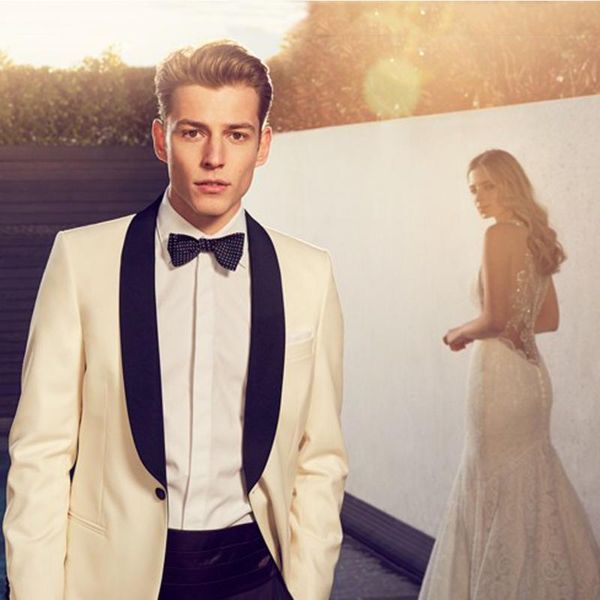 

ivory свадебные мужские костюмы 2020 тонкий fitterno смокинги жених одежда шаль лацкане 2 шт дружки birdegroom костюмы костюм homme, White;black