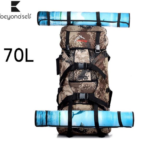 

70l camouflage outdoor mountaineering bag hiking camping backpack canvas double shoulder travel luggage tactical bag101