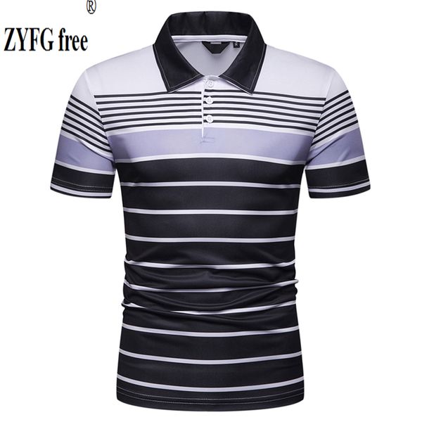 

zyfg men's casual short sleeve shirts turn-down collar stripe cotton polyester blend shirt home men's, White;black