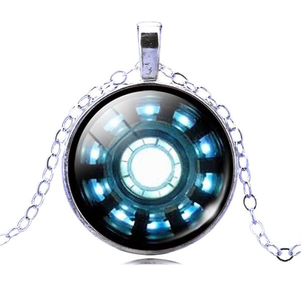 

iron man arc reactor pattern glass necklaces & pendants silver plated color statement necklaces for men women jewelry collares