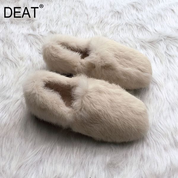 

deat] 2020 round toe shallow fur casual simple comfortable single flat shoes women new spring autumn fashion 10f821, Black