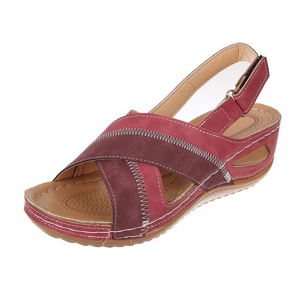 

shoes woman summer sandals for women shoes comfy soft women sandals retro wedge low heels thick bottom ladies, Black