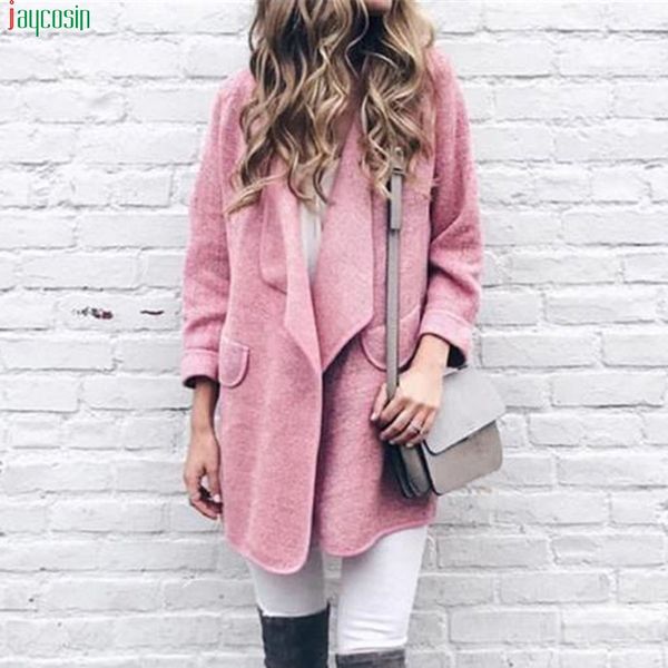

jaycosin fashion winter coat women long sleeve cardigan open front coat female long outerwear women 2019, Black;brown