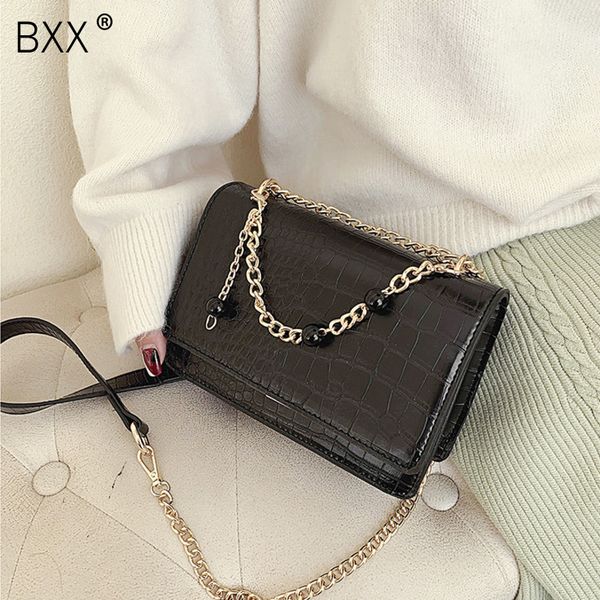 

bxx] crocodile pattern chain pu leather crossbody bag for women 2020 simple shoulder messenger bag female travel handbags hk337