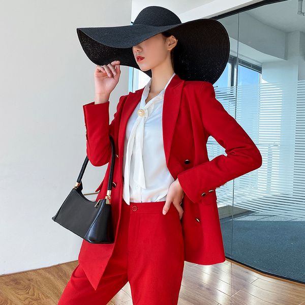 

высокое качество женские брюки двухсекционный костюм большого размера -5xl стильный двубортный пиджак элегантные брюки деловой костюм 2020, White;black