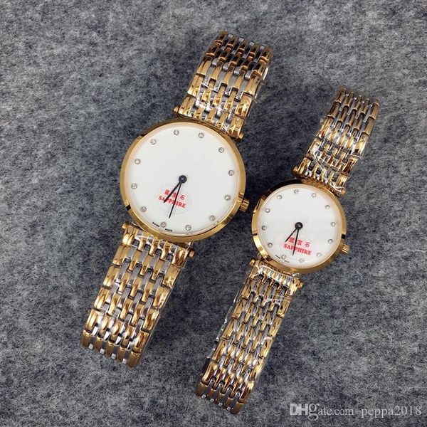 

высокая qulity женщины / man швейцарские часы золото / серебро цвет нержавеющей стали кварцевые сапфировое стекло япония движение lover нару, Slivery;brown