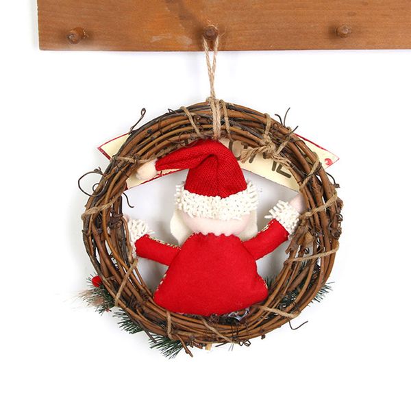 

23cm christmas wreath party door wall decoration rattan pine garland home fabrics santa claus snowman