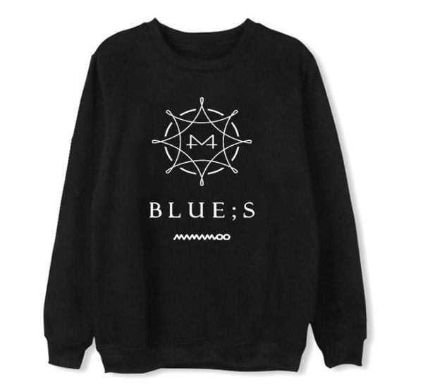 

fashion kpop mamamoo new same logo printing pullover loose sweatshirt k- mamamoo blue s fleece/thin hoodies, Black