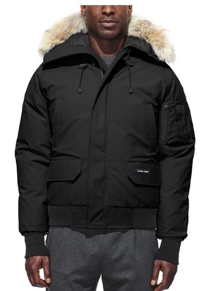 

verstion material real coyote fur mens canadian cg chilliwack parka down jacket warm outerdoor coat wind waterproof, Black