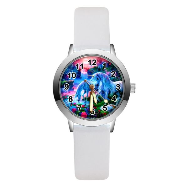 

fashion cartoon pretty unicorn horse style children's watches kids student girls boys quartz leather wrist watch clock ja168 wxhsz, Blue