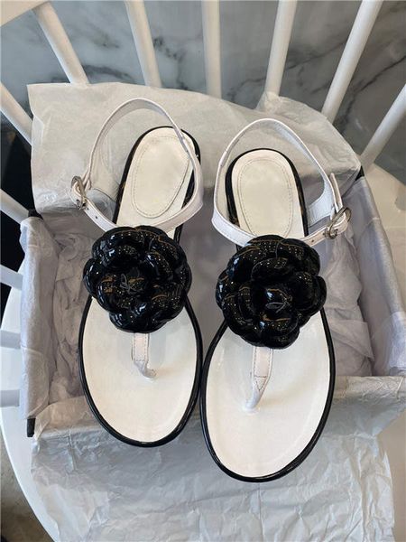 

2020 new popular classic fashion leather sheepskin sandals girl camellia low heel sandals women 6-color slippers 34-42 lts, Black