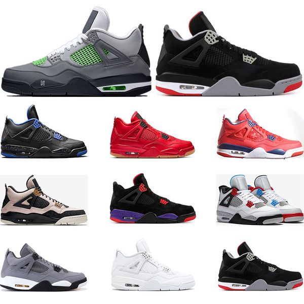 

2019 air retro jordan basketabll shoes 4s neon silt red what the wings cool grey black cat mens sports sneakers, White;red