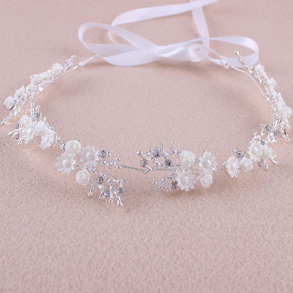 

bride hair band white flowers natural hairband pgraphy bridesmaid headdress hair ornaments wedding dress accessories, Golden;white