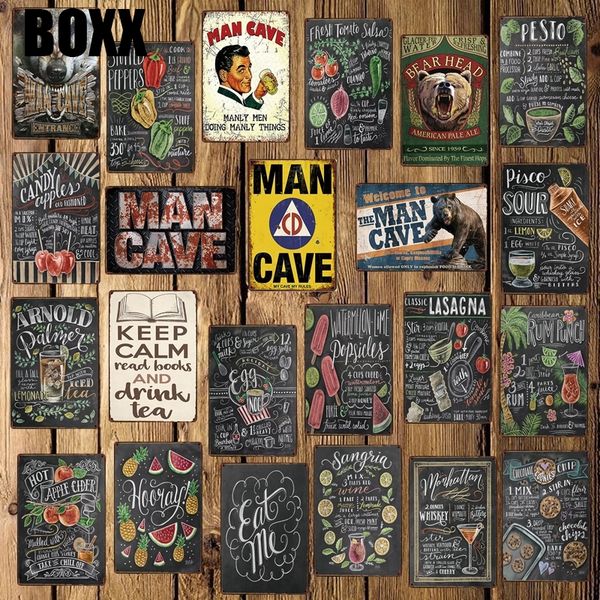 

mave cave beer cocktail eggs cartoon tin signs wall poster decor for bar pub metal painting