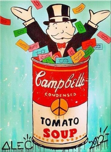 

alec monopoly oil painting on canvas urban art campbell's totmato soup wall art home decor handpainted &hd print 191015