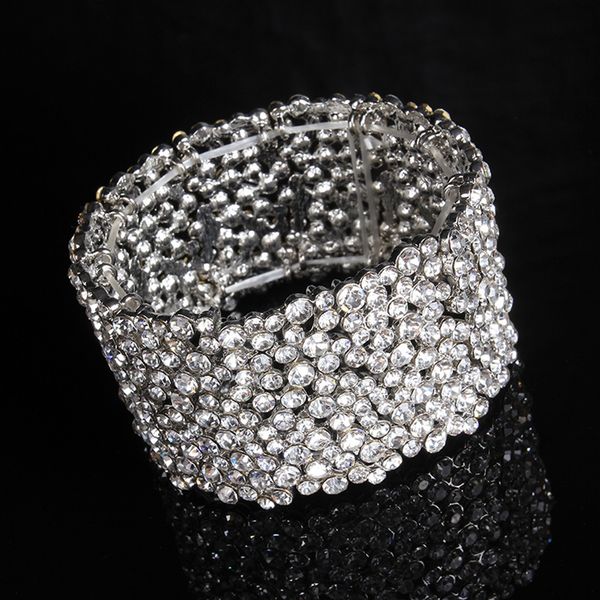 

crystal bridal bracelet brides banquet dresses wedding bracelets multiple rows of diamonds luxury bracelets wedding accessories jewelry, White
