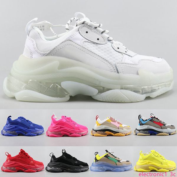 

with triple s casual shoes clear bubble midsole triple black white red green men women platform sports sneakers trainers size 36-45, Black;green