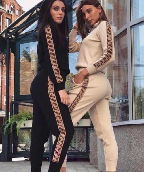 

fashion autumn spring womens tracksuits f letter two piece outfits casual long sleeved jogger set ladies fall sweat suits plus size 663, White