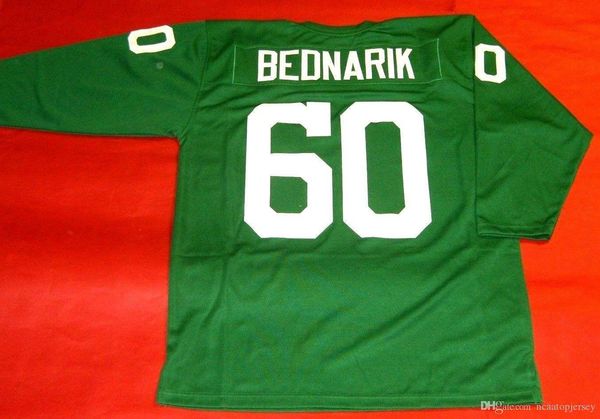 

retro #60 chuck bednarik custom 3/4 sleeve jersey green mens stitching college size s-5xl football jerseys ncaa, Black;red