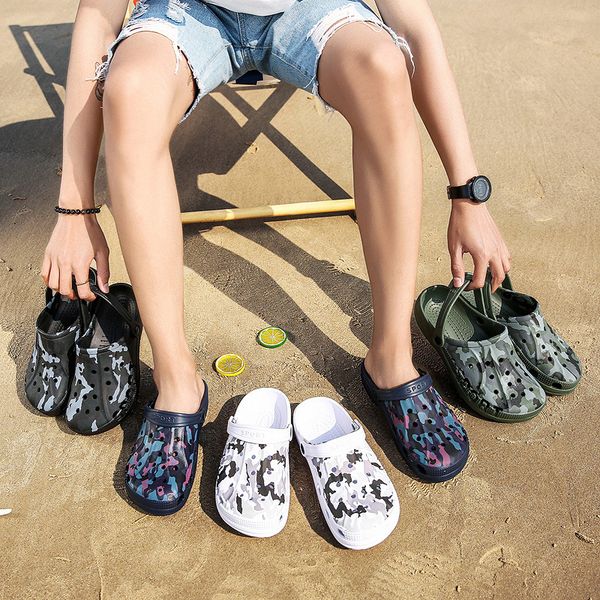 

sandals men's outdoor hiking closed toe athletic sport korean summer casual walking hole beach water shoes, Black