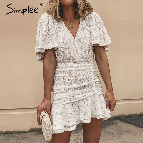 

simplee женщины летом кружева платье sexy v-образным вырезом цветочные летом хлопка белое платье а-линия дамы шик весна шнурок платье партии, Black;gray