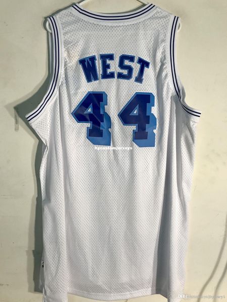 

ncaa retro ad jersey #44 jerry west white mens stitched vintage sleeveless vest jerseys, Black;blue