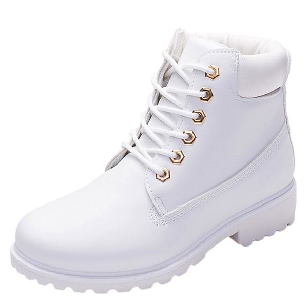 

women's fashion boots retro solid color ankle thick lace short round casual shoes simple style botines mujer 2019, Black