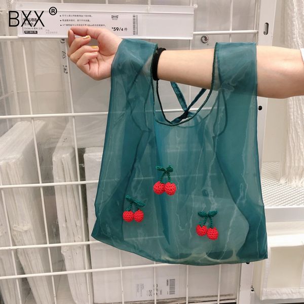 

bxx] 2020 весна лето chic вишневый дизайн одно плечо сумка для женщин пакет high capacity корзина прозрачная сумка hk711