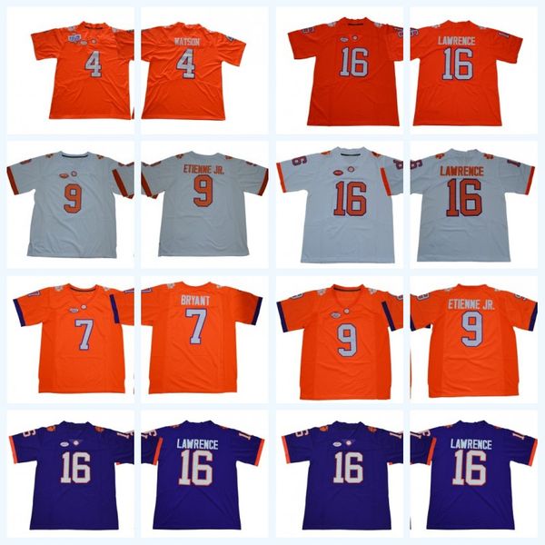 

Mens Clemson Tigers 16 Trevor Lawrence 9 Travis Etienne Jr. 4 DeShaun Watson 7 Austin Bryant NCAA College Football Jersey All Stitched