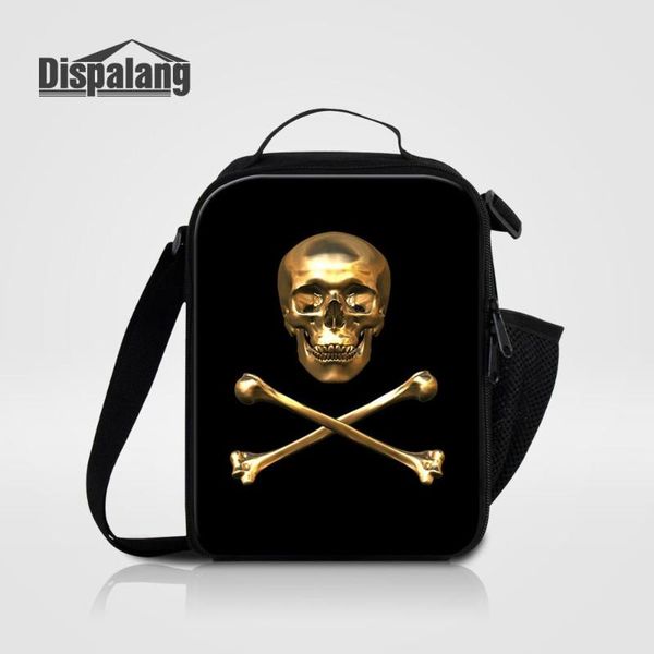 dispalang мужчины сумки череп печать обед мешок для работы мальчиков небольшой изолированный более холодный мешок студент сумка ланчбокс, Blue;pink