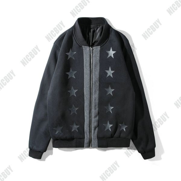 

fashion designer give mens brand clothing europe paris patchwork color star print streetwear outwear baseball jacket coat, Black;brown