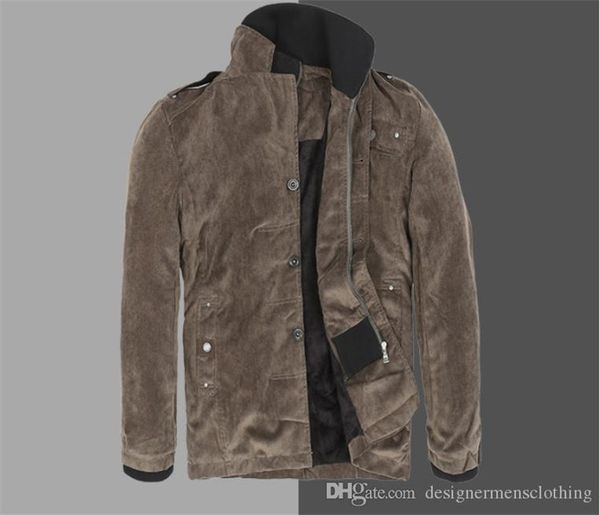 

mens winter cargo jackets solid panelled zipper fly windrunner stand collar long sleeved cotton jacket mens clothing, Black;brown