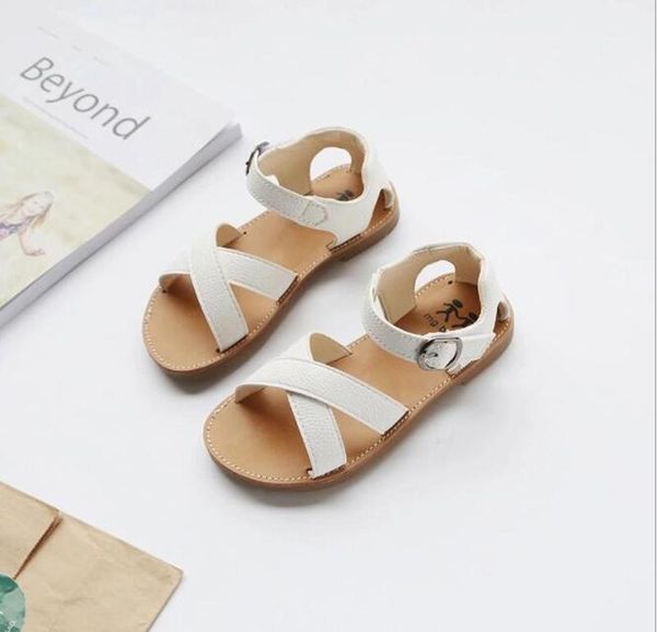 

sandals pu leather girls shoes kids summer baby skidproof toddlers infant children black gold white, Black;red